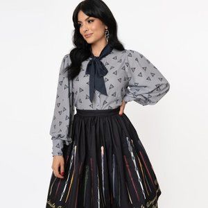 Harry Potter x Unique Vintage Deathly Hallows Retro Pinup Gwen Blouse Shirt